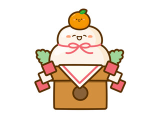 かわいい鏡餅、お正月のイラスト素材