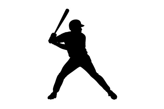 Baseball player silhouette in batting stance preparing to swing the bat