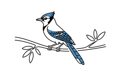 Blue Jay Perched on a Branch with Leaves mpabo0rzsmatw1u7ll3zdw