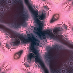 Fascinating symmetrical complex pattern of pink and purple hues. 3d rendering digital illustration
