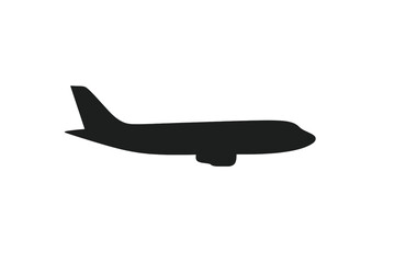 Minimalist black silhouette icon of a commercial passenger jet aircraft © icon_art