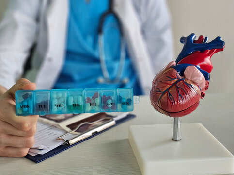 Drugs for the treatment of tachycardia. Cardiovascular diseases in children and treatment. Heart and pill concept