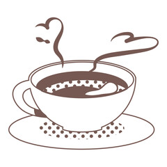 Warm Coffee Cup with Heart Steam Illustration