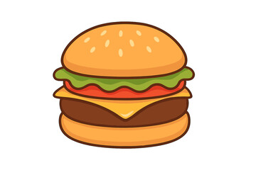 Classic cheeseburger with lettuce tomato and melted cheese on a sesame seed bun
