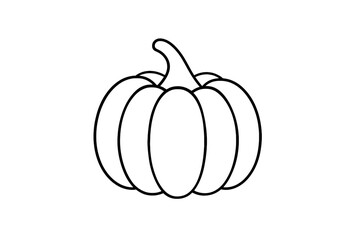 Minimalist black outline of a round pumpkin with stem, perfect for seasonal harvest themes