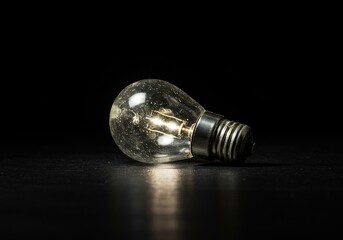 A vintage flash bulb, appearing used and discarded, resting on a dark surface, symbolizing bygone photography technology and illumination ,light ,past ,film