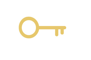 Simple golden skeleton key icon representing access, security, success, or finding a solution