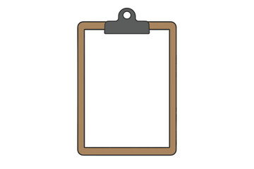 Minimalist design of a brown clipboard with a gray clip and empty white space for custom text