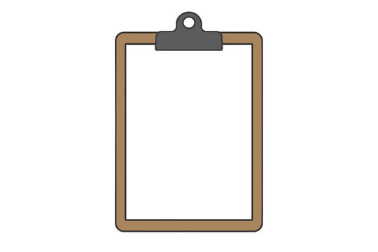 Minimalist design of a brown clipboard with a gray clip and empty white space for custom text