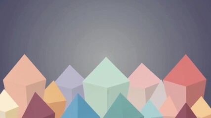 Abstract geometric shapes in various pastel colors create a visually appealing and modern design against a gradient background, suitable for diverse applications. - Powered by Adobe