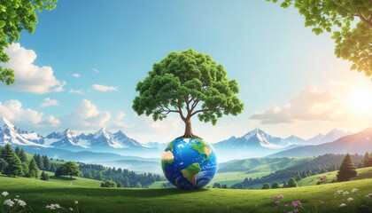 Eco Friendly Earth Banner, Save the World Concept, Earth day, Environment Day.
