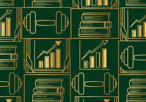 Art Deco Seamless Pattern of Growth and Knowledge Symbols