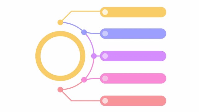5 steps infographics animated template for presentation. Video clip with alpha channel.