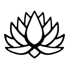 Vector black and white illustration of lotus flower.