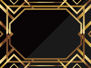 高級感のあるアールデコ背景　ブラック＆ゴールド