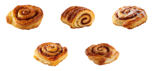 homemade flaky puff pastry bun isolated.