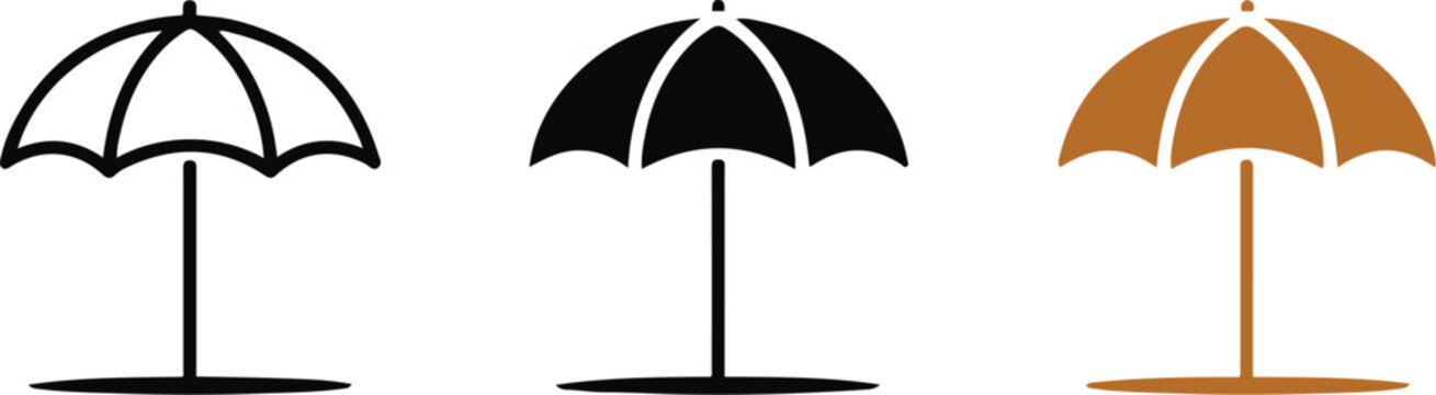 Vector illustration of a street lamp and an open umbrella, providing protection from the rain in a wet autumn season design