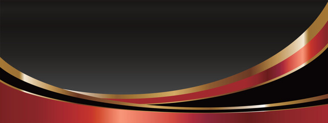 高級感のあるラインとグラデーションのバナー　ブラック＆レッド