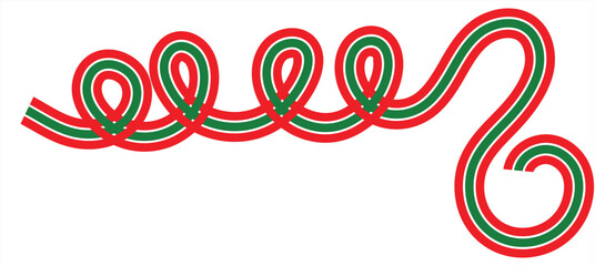 Red and Green Looped Ribbon Line – Festive Holiday Swirl Decoration