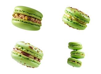 Delicious pistachio macaroon cookie isolated.
