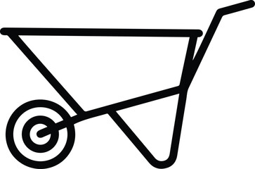 Wheelbarrow Line Icon - Garden Construction Cart Vector Symbol