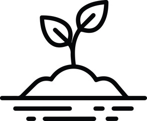 Seedling Sprout Line Icon - Plant Growth in Soil Vector Symbol