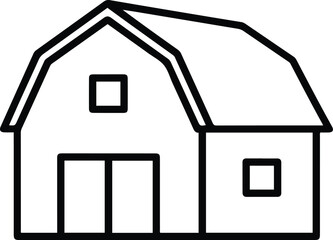 Barn Line Icon - Farm Building and Agriculture Vector Symbol