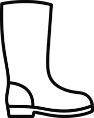 Rubber Boot Line Icon - Garden Rain Shoe Vector Symbol