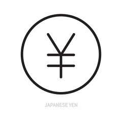 Obraz premium Japanese yen line icon. One of the types of global currency sign, symbol. Business, economy, finance, money, bank concept. Vector illustration. Editable stroke. Isolated on a white background.
