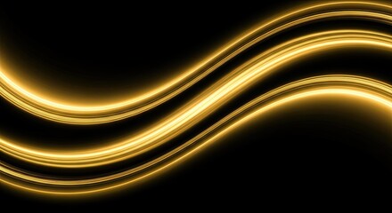Elegant golden light trails dance across a dark canvas, perfect for adding a touch of luxury and modern sophistication to your next creative project