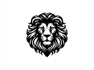 Obraz premium Lion head silhouette forms a bold vector emblem in black. Logo design concept