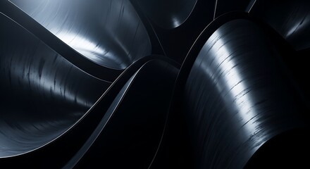 Abstract background of dark, flowing metallic waves with a brushed texture and highlights.