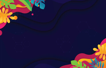 Obraz premium Abstract floral autumn background with butterflies and tropical marine elements