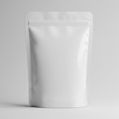 Blank white stand up pouch with resealable zipper closure for packaging products isolated on white background