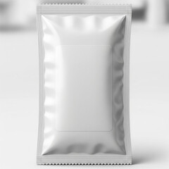 Blank silver foil stand up pouch bag packaging mockup for food or snacks isolated on white background