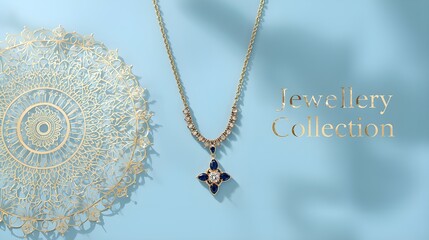 Luxury gold necklace resting on gentle pink backdrop, smooth highlights on metal, refined jewelry styling, soft feminine tones, high-quality photorealistic appearance.