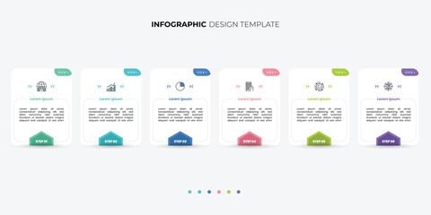 Infographic template featuring 6 steps with icons, designed for business concepts. Ideal for presentations, banners, workflow layouts, process diagrams, flowcharts.