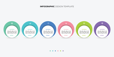 Infographic template featuring 6 steps with icons, designed for business concepts. Ideal for presentations, banners, workflow layouts, process diagrams, flowcharts.