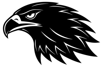 Falcon head black icon,  eagle head silhouette art
