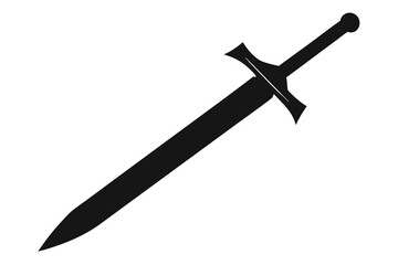 Sword icon silhouette vector, Ancient sword icon black symbol
