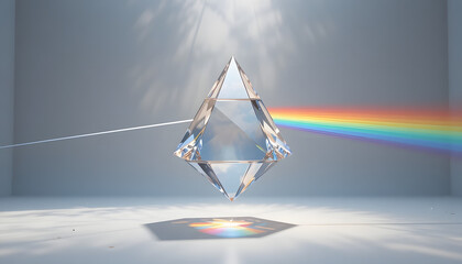 Stunning prism refracting light into vibrant rainbow, reflecting colors and creating stunning visual effects for creative projects