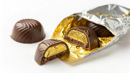 Golden Foil Unwrapped Chocolate Piece