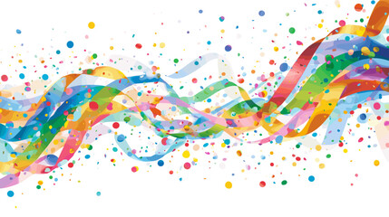 Fototapeta premium Colorful watercolor ribbons and dots isolated on