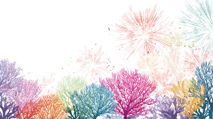 Colorful trees with abstract foliage isolated on for design