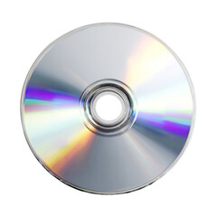 Compact Reflective CD Disc with Rainbow Light Spectrum on White Background