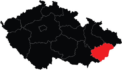 Obraz premium Vector Map of Zlin Region on Czech Republic
