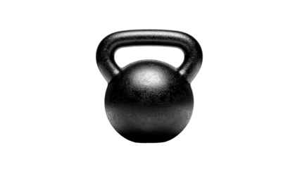 Black kettlebell isolated on transparent background
