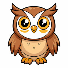 Naklejka premium Cute Great Horned Owl Coloring Page – Cartoon Bird Line Art Illustration