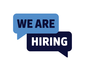 We are hiring message on speech bubbles job vacancy advertisement, employment opportunity, recruitment concept vector illustration in flat style