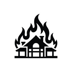 House on Fire Icon Home Insurance Disaster and Emergency Symbol